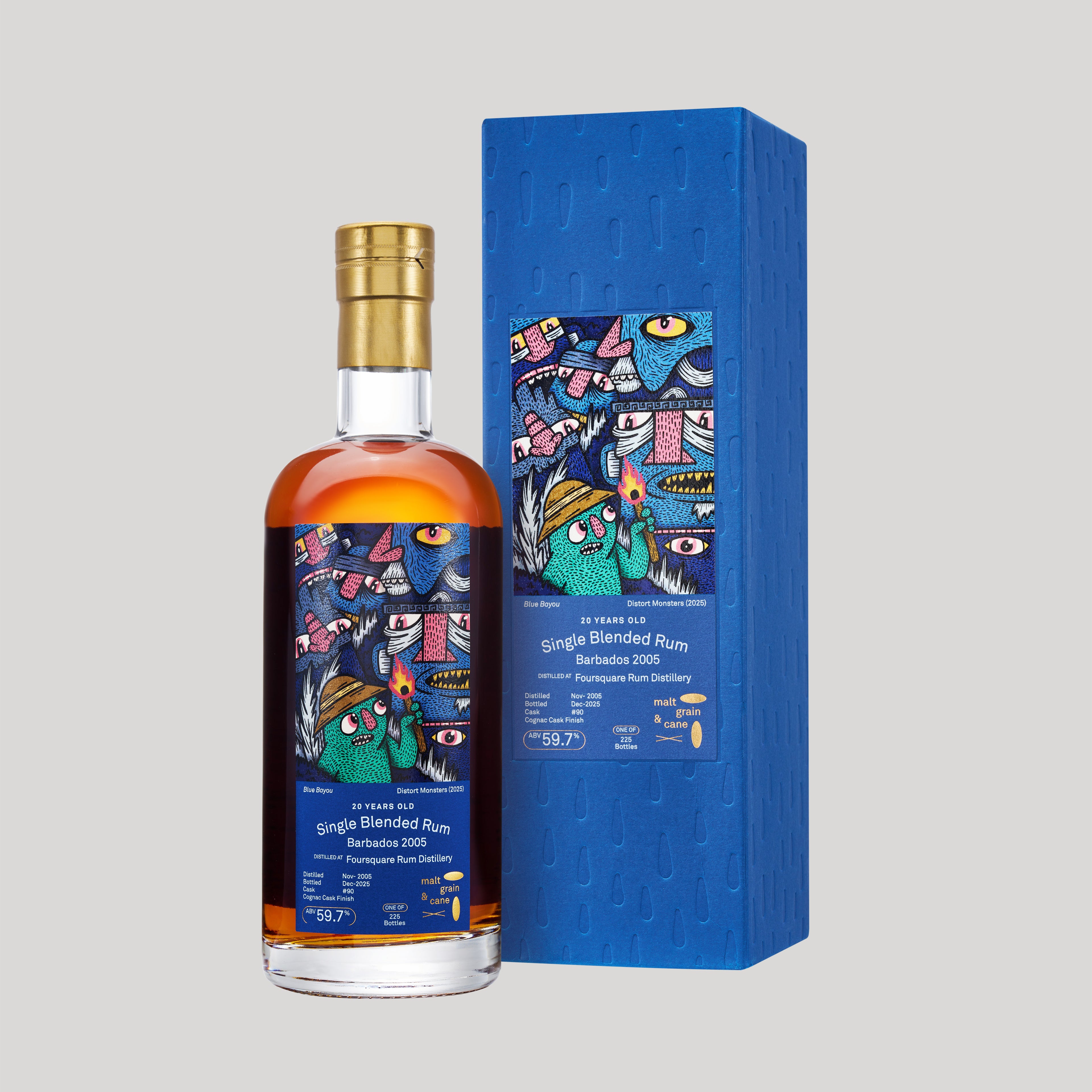 022: Foursquare 2005, 59.7%, 20 YO, Cognac Cask - DistortMonsters "BLUE BAYOU"