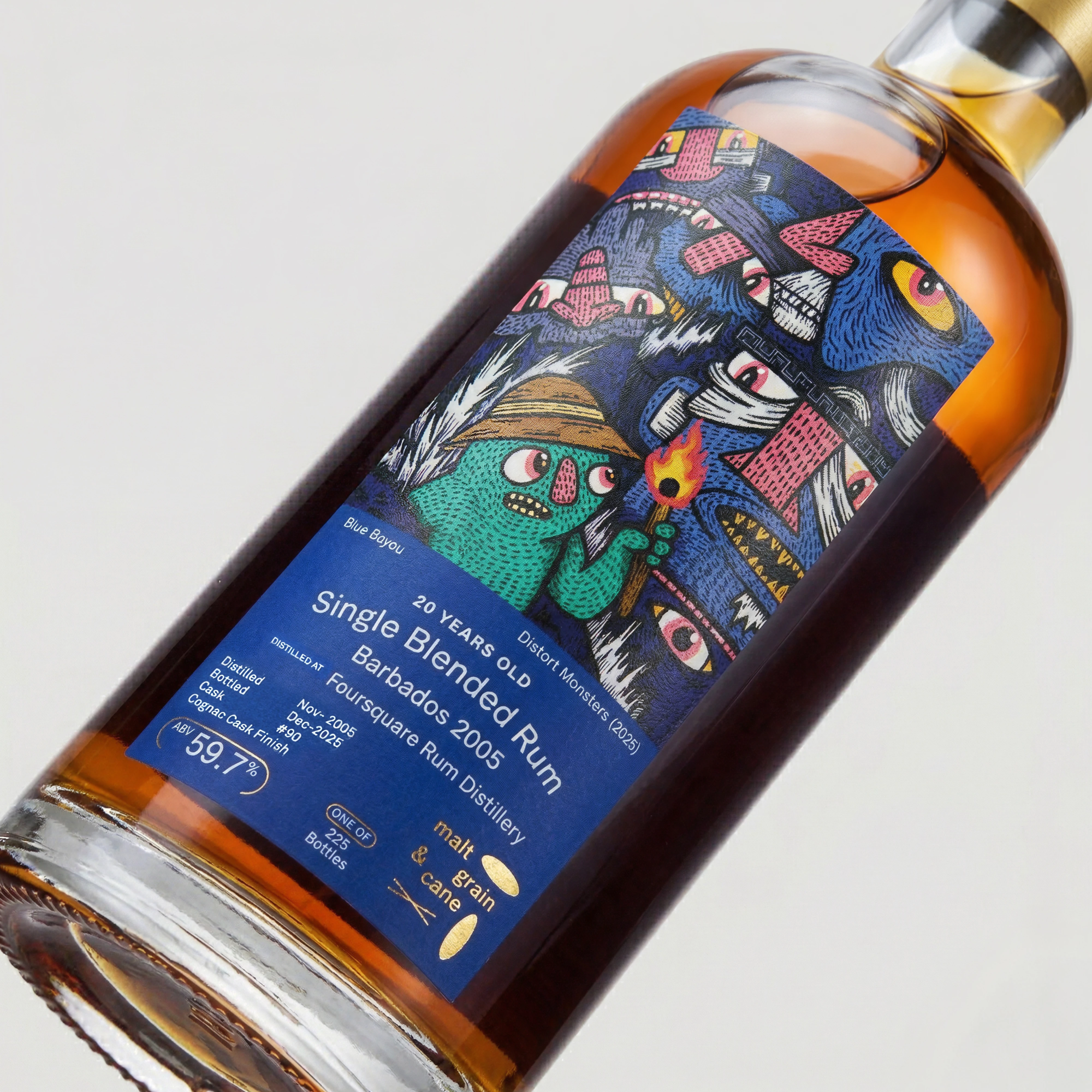 022: Foursquare 2005, 59.7%, 20 YO, Cognac Cask - DistortMonsters "BLUE BAYOU"