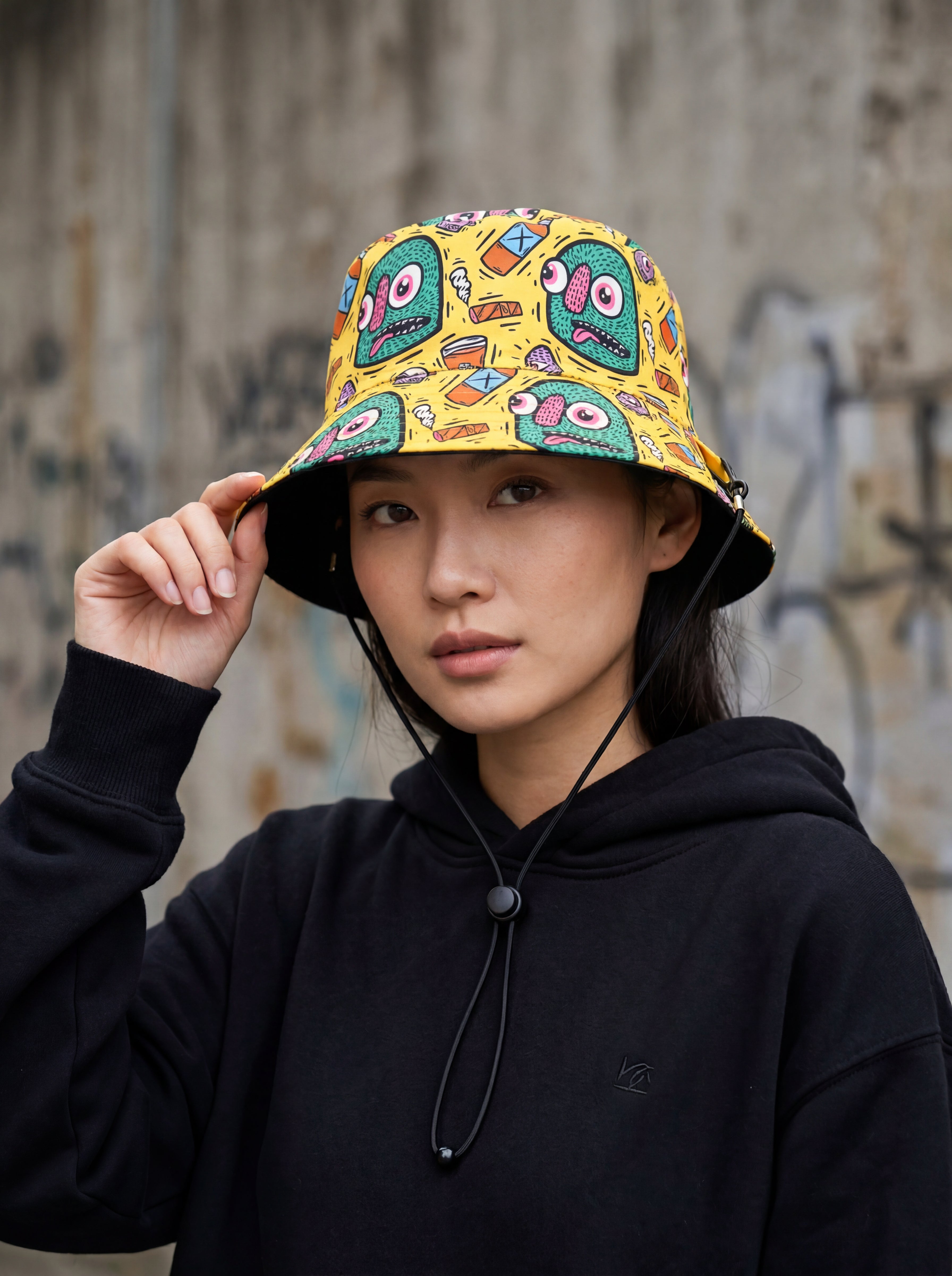 DistortMonsters x MGC - Yellow Reversible Bucket Hat